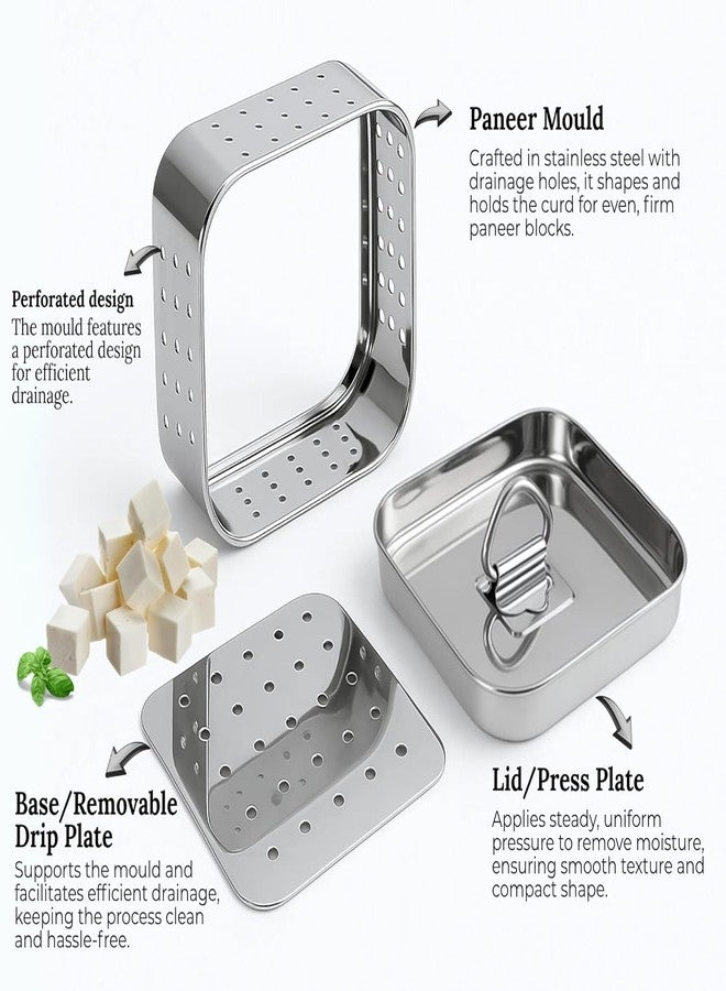 Expresso Stainless Steel Square Shape Indian Paneer/Tofu Mould Press Mould Maker (250 Ml),Silver - Image 5
